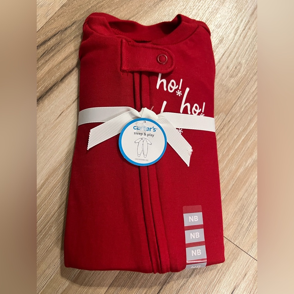 Carter's Festive Red Newborn HO HO HO Onesie, NEW